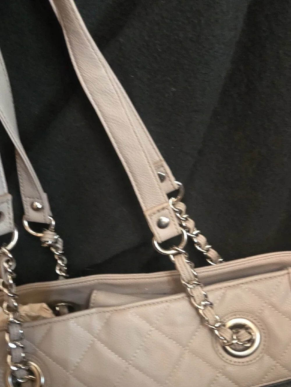 Nine West Quilted Two-Tone Tote Bag – Black & Taupe